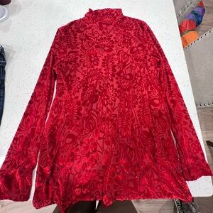 Soft Surroundings Rich Red Velvet Turtleneck Tunic